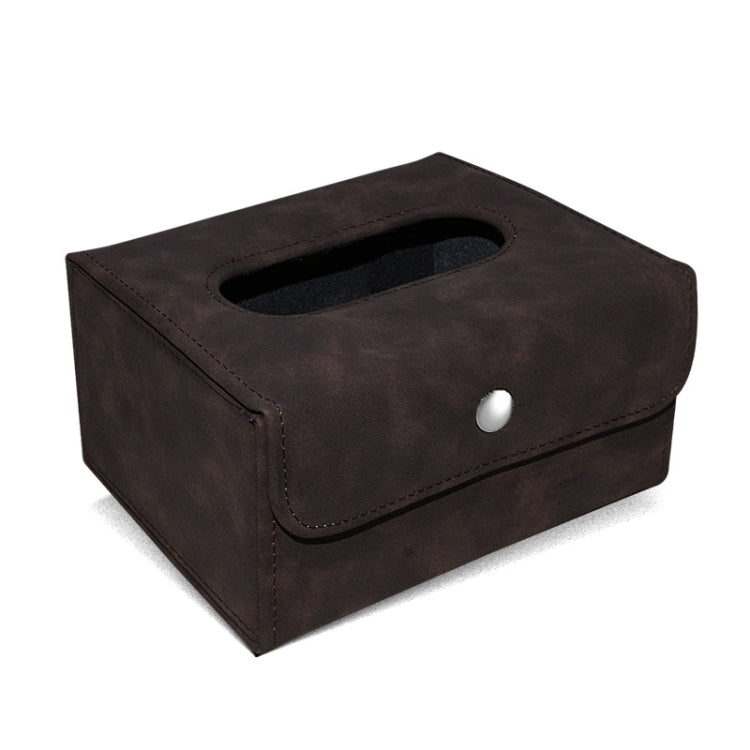 Car Hanging Type Tissue Box Sheepskin Leather Facial Tissue Case(Brown) - In Car by buy2fix | Online Shopping UK | buy2fix