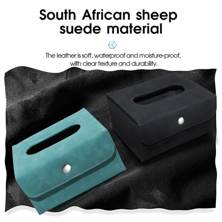 Car Hanging Type Tissue Box Sheepskin Leather Facial Tissue Case(Black) - In Car by buy2fix | Online Shopping UK | buy2fix