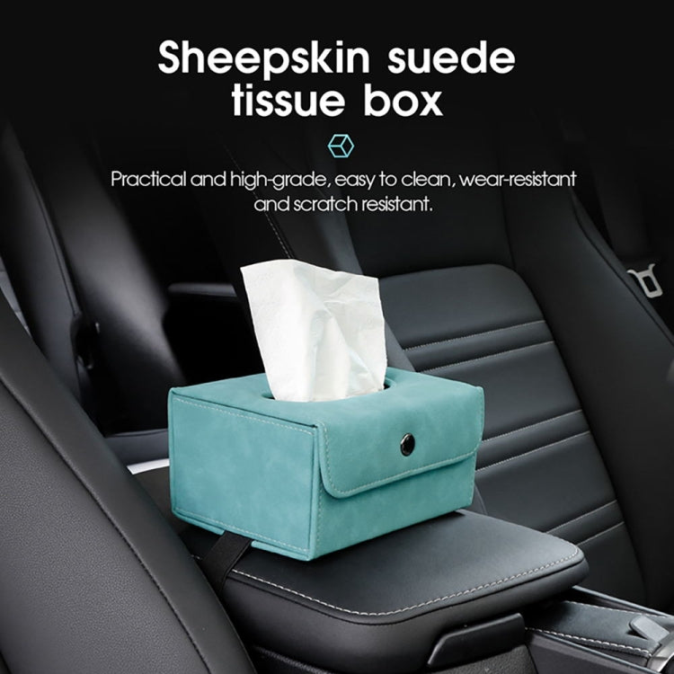 Car Hanging Type Tissue Box Sheepskin Leather Facial Tissue Case(Grey) - In Car by buy2fix | Online Shopping UK | buy2fix