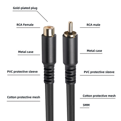 3709MF RCA Male to Female Audio & Video Extension Cable, Length:1.8m - RCA Cable by buy2fix | Online Shopping UK | buy2fix