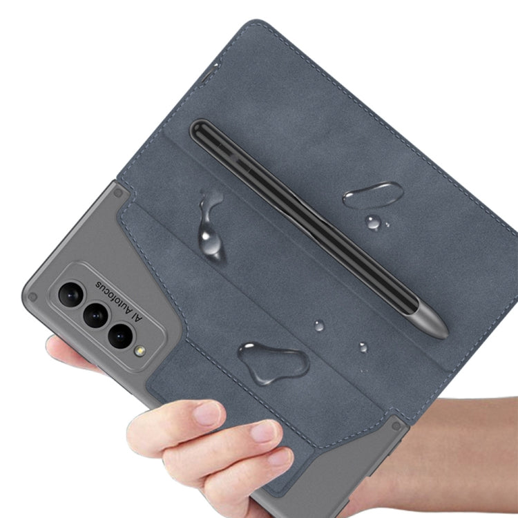 For Samsung Galaxy Z Fold4 GKK Armor Flip Leather Phone Case with Pen Slots(Grey) - Samsung Accessories by GKK | Online Shopping UK | buy2fix