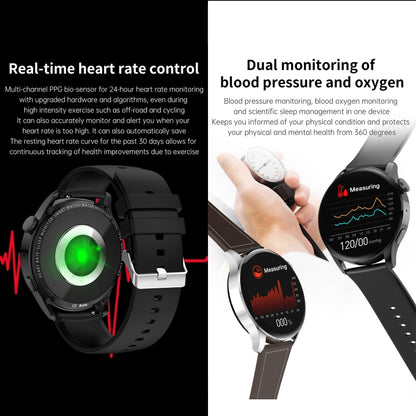 GW69 Smart Watch, Support BT Call / Heart Rate / Blood Pressure / Blood Oxygen(Sliver + Silicone Strap Black) - Smart Wear by buy2fix | Online Shopping UK | buy2fix