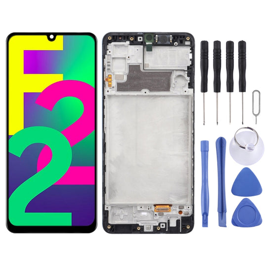 Original LCD-Bildschirm und Digitizer-Vollmontage mit Rahmen für Samsung Galaxy Galaxy F22
