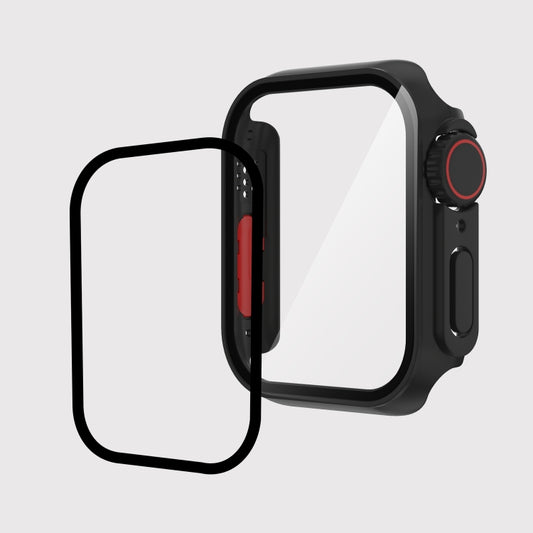 For Apple Watch Series 9 / 8 / 7 45mm Film PC Watch Case with Detachable Button (Black) by buy2fix