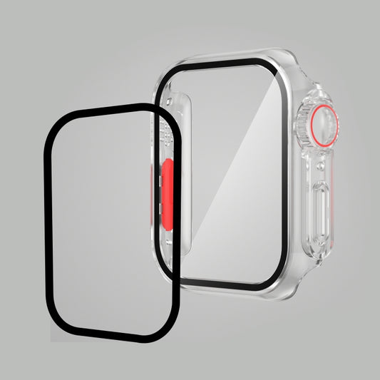 For Apple Watch Series 9 / 8 / 7 45mm Film PC Watch Case with Detachable Button (Transparent) by buy2fix