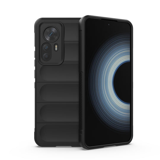 For Xiaomi Redmi K50 Ultra / Xiaomi 12T Magic Shield TPU + Flannel Phone Case(Black)