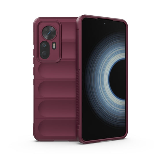 For Xiaomi Redmi K50 Ultra / Xiaomi 12T Magic Shield TPU + Flannel Phone Case(Wine Red) - Xiaomi Cases by buy2fix | Online Shopping UK | buy2fix