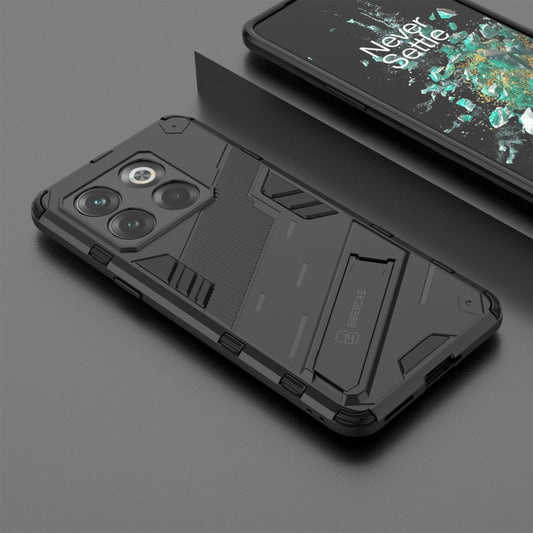 For OnePlus 10T 5G Punk Armor PC + TPU Phone Case with Holder(Black) by buy2fix