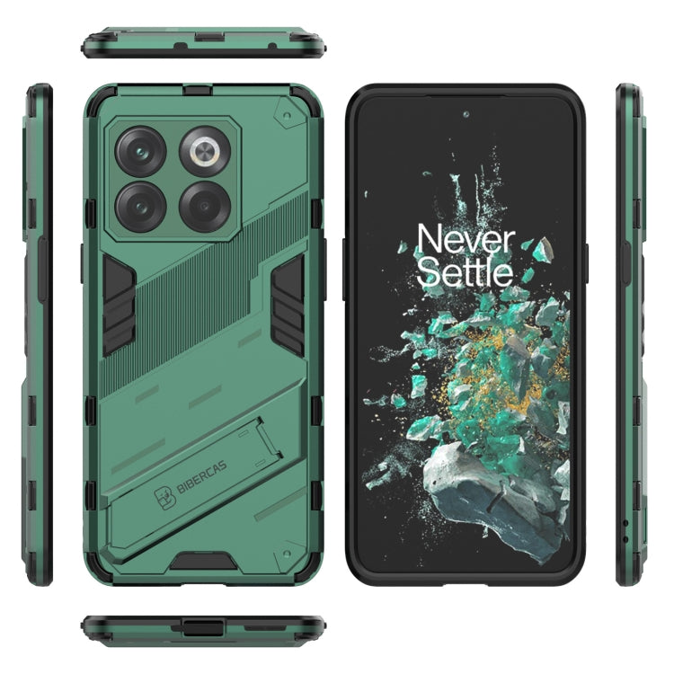 For OnePlus 10T 5G Punk Armor PC + TPU Phone Case with Holder(Green) - OnePlus Cases by buy2fix | Online Shopping UK | buy2fix