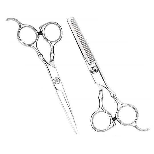 2pcs / Set Professional Hair Cutting Thinning Scissor Hairdressing Flat Shear Scissors Kit(Gold Silver)