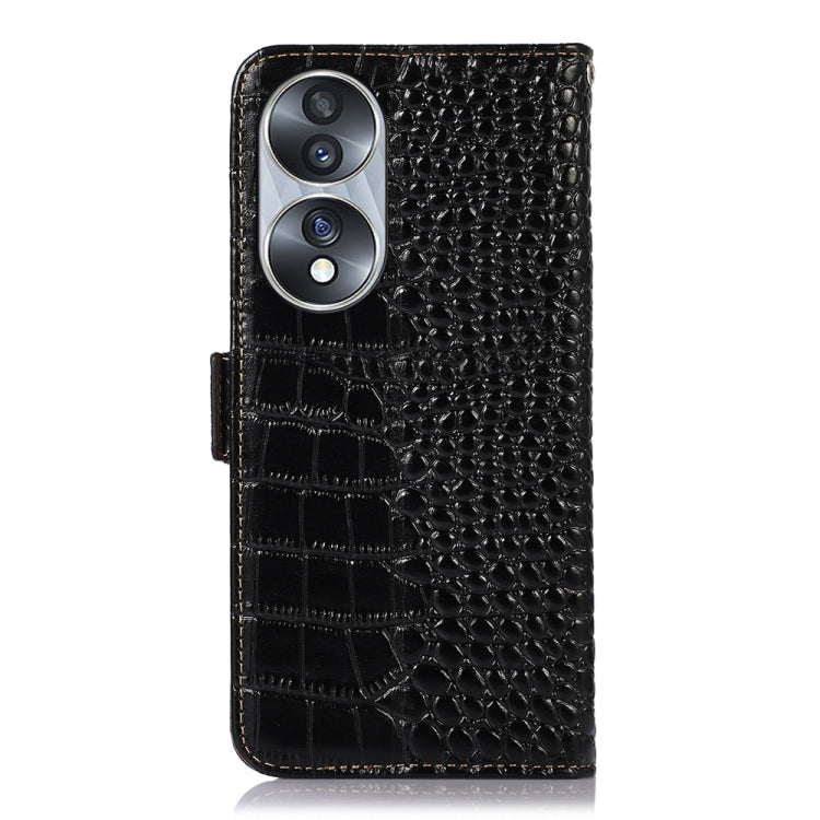 For Honor 70 Crocodile Top Layer Cowhide Leather Phone Case(Black) by buy2fix
