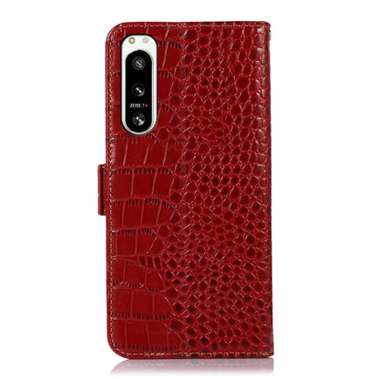 For Sony Xperia 5 IV Crocodile Top Layer Cowhide Leather Phone Case(Red) - Sony Cases by buy2fix | Online Shopping UK | buy2fix