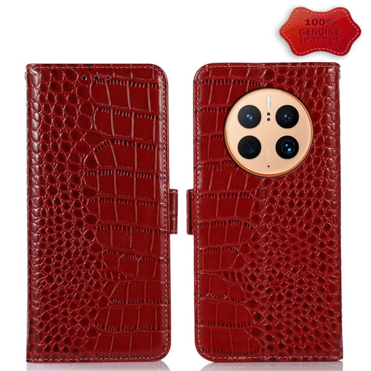 For Huawei Mate 50 Pro Crocodile Top Layer Cowhide Leather Phone Case(Red) - Huawei Cases by buy2fix | Online Shopping UK | buy2fix