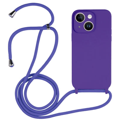 For iPhone 14 Crossbody Lanyard Liquid Silicone Case(Purple) - iPhone 14 Cases by buy2fix | Online Shopping UK | buy2fix