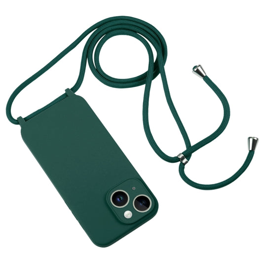 For iPhone 14 Crossbody Lanyard Liquid Silicone Case(Clover Green) by buy2fix