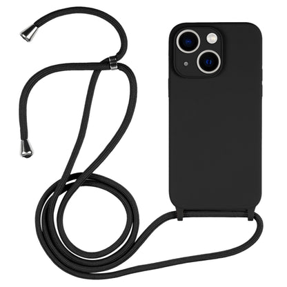 For iPhone 13 Crossbody Lanyard Liquid Silicone Case(Black) by buy2fix