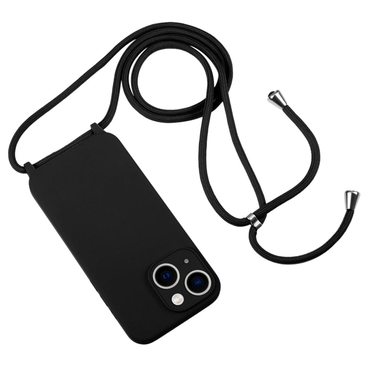 For iPhone 13 Crossbody Lanyard Liquid Silicone Case(Black) by buy2fix