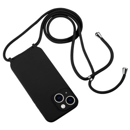 For iPhone 13 Crossbody Lanyard Liquid Silicone Case(Black) by buy2fix