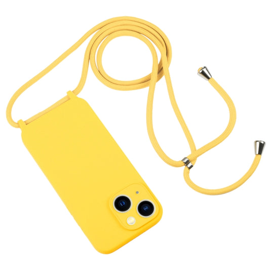 For iPhone 13 Crossbody Lanyard Liquid Silicone Case(Yellow) by buy2fix