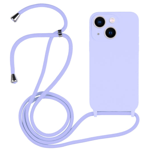 For iPhone 13 Crossbody Lanyard Liquid Silicone Case(Light Purple) - iPhone 13 Cases by buy2fix | Online Shopping UK | buy2fix