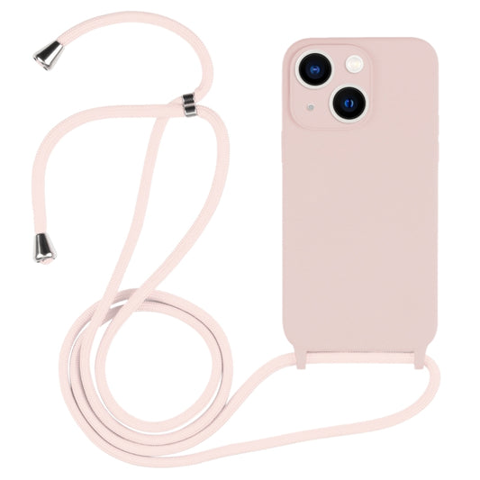 For iPhone 13 Crossbody Lanyard Liquid Silicone Case(Sand Pink) - iPhone 13 Cases by buy2fix | Online Shopping UK | buy2fix