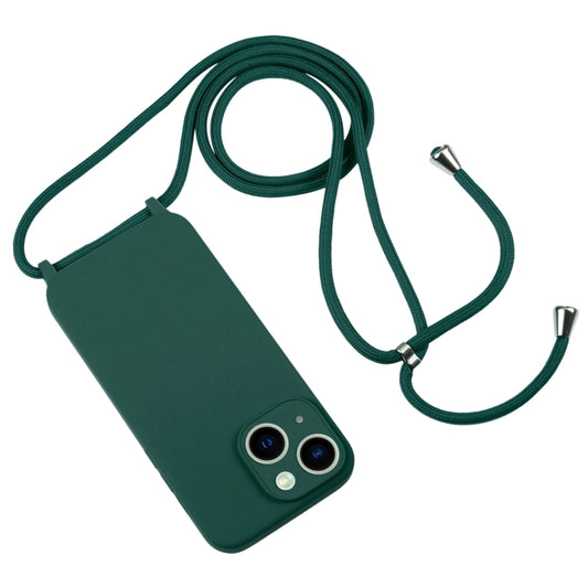 For iPhone 13 Crossbody Lanyard Liquid Silicone Case(Clover Green) by buy2fix