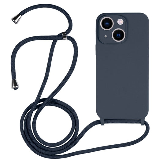 For iPhone 13 Crossbody Lanyard Liquid Silicone Case(Midnight Blue) - iPhone 13 Cases by buy2fix | Online Shopping UK | buy2fix