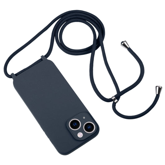 For iPhone 13 Crossbody Lanyard Liquid Silicone Case(Midnight Blue) by buy2fix