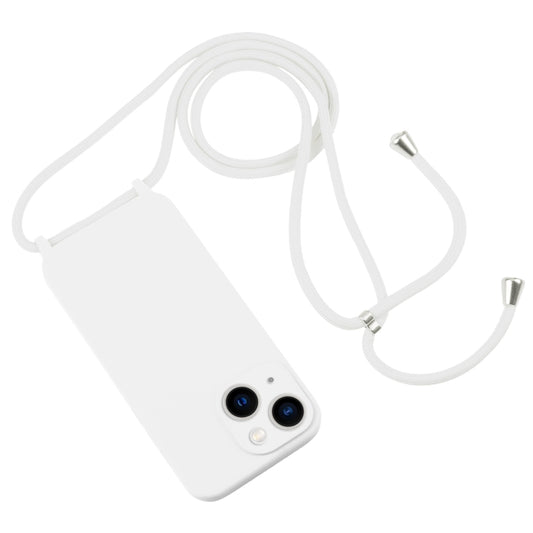 For iPhone 13 Crossbody Lanyard Liquid Silicone Case(White) by buy2fix