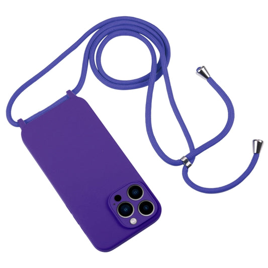 For iPhone 13 Pro Max Crossbody Lanyard Liquid Silicone Case(Purple) by buy2fix