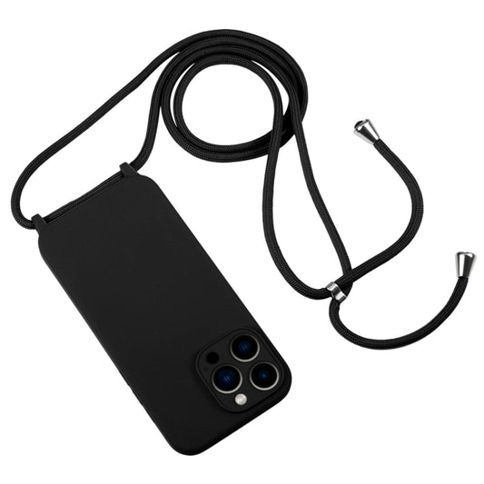 For iPhone 13 Pro Max Crossbody Lanyard Liquid Silicone Case(Black) by buy2fix