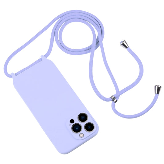For iPhone 13 Pro Max Crossbody Lanyard Liquid Silicone Case(Light Purple) by buy2fix