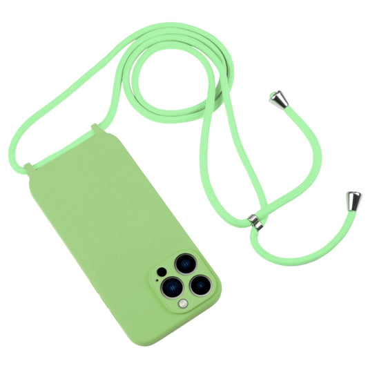 For iPhone 13 Pro Max Crossbody Lanyard Liquid Silicone Case(Matcha Green) by buy2fix