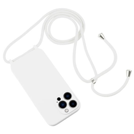 For iPhone 13 Pro Max Crossbody Lanyard Liquid Silicone Case(White) by buy2fix