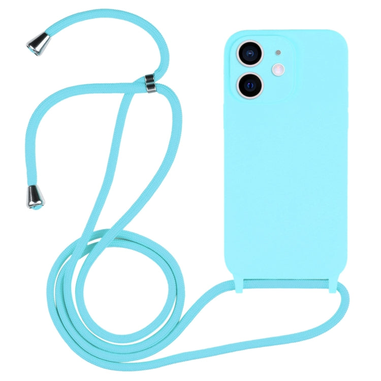 For iPhone 12 Crossbody Lanyard Liquid Silicone Case(Ice Blue) by buy2fix