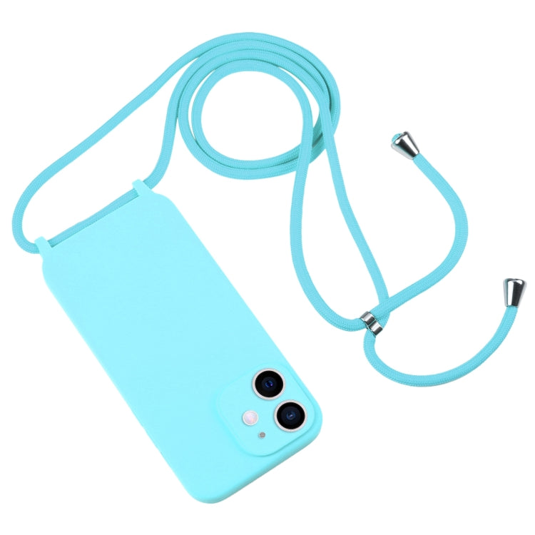 For iPhone 12 Crossbody Lanyard Liquid Silicone Case(Ice Blue) by buy2fix