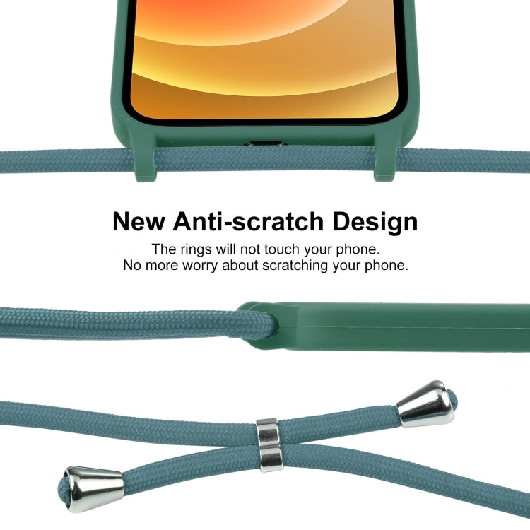 For iPhone 12 Crossbody Lanyard Liquid Silicone Case(Emerald Green) - iPhone 12 / 12 Pro Cases by buy2fix | Online Shopping UK | buy2fix