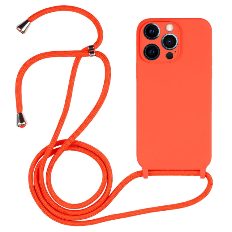 For iPhone 12 Pro Max Crossbody Lanyard Liquid Silicone Case(Orange) - iPhone 12 Pro Max Cases by buy2fix | Online Shopping UK | buy2fix