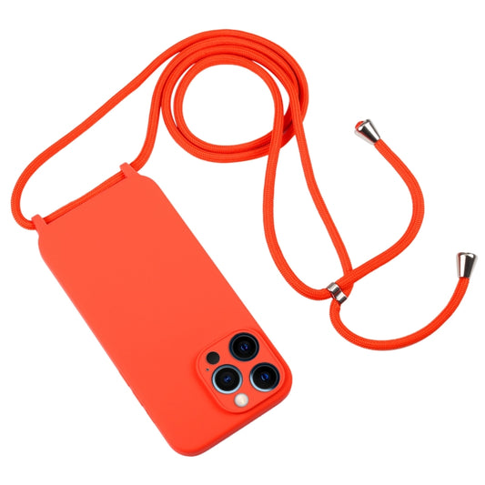 For iPhone 12 Pro Max Crossbody Lanyard Liquid Silicone Case(Orange) by buy2fix