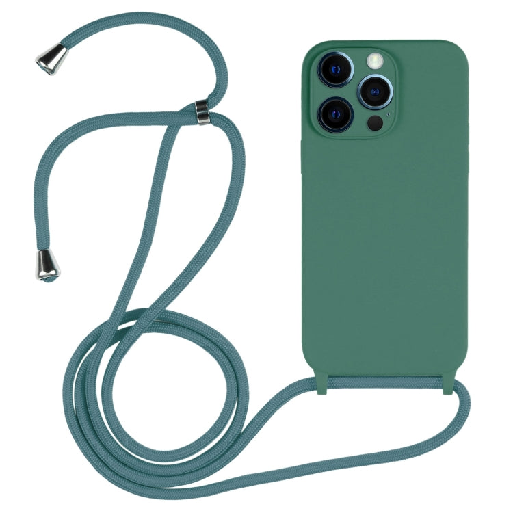 For iPhone 12 Pro Max Crossbody Lanyard Liquid Silicone Case(Pine Needle Green) by buy2fix