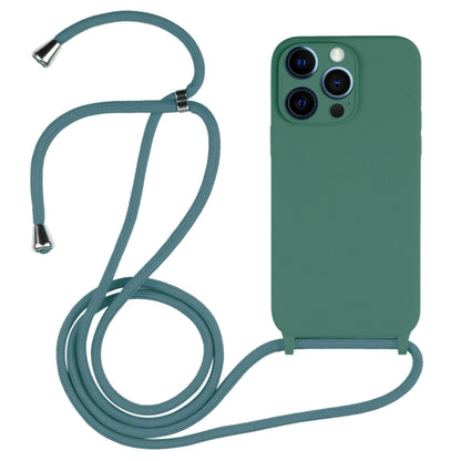 For iPhone 12 Pro Max Crossbody Lanyard Liquid Silicone Case(Pine Needle Green) by buy2fix