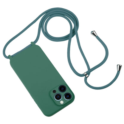 For iPhone 12 Pro Max Crossbody Lanyard Liquid Silicone Case(Pine Needle Green) by buy2fix