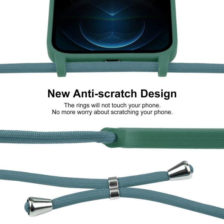 For iPhone 12 Pro Max Crossbody Lanyard Liquid Silicone Case(Pine Needle Green) by buy2fix