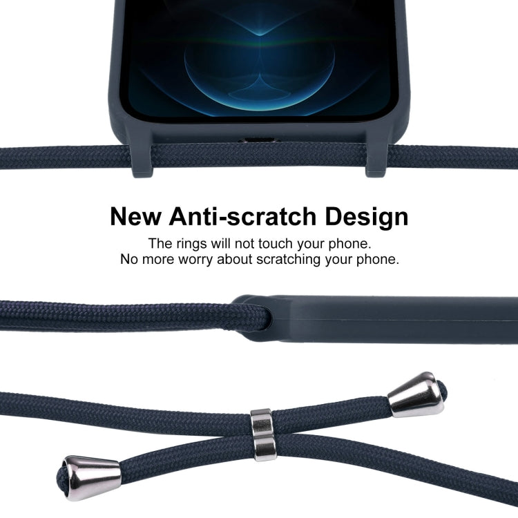 For iPhone 12 Pro Max Crossbody Lanyard Liquid Silicone Case(Midnight Blue) by buy2fix