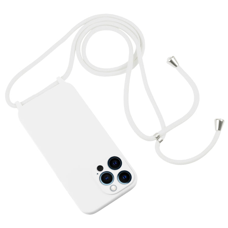 For iPhone 12 Pro Max Crossbody Lanyard Liquid Silicone Case(White) - iPhone 12 Pro Max Cases by buy2fix | Online Shopping UK | buy2fix