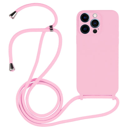 For iPhone 12 Pro Max Crossbody Lanyard Liquid Silicone Case(Pink) - iPhone 12 Pro Max Cases by buy2fix | Online Shopping UK | buy2fix