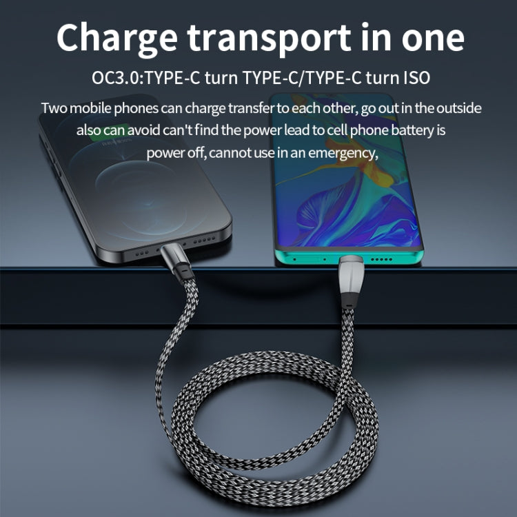 3A USB-C/Type-C to USB-C/Type-C Elbow Fast Charge Data Cable, Length:2m(Grey) -  by buy2fix | Online Shopping UK | buy2fix