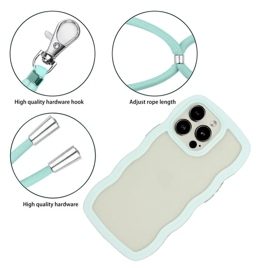 For iPhone 15 Pro Lanyard Candy Color Wave TPU Clear PC Phone Case(Green) by buy2fix