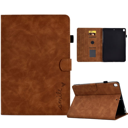 For iPad 10.2 / Air 10.5 2019 Embossed Smile Flip Tablet Leather Smart Case(Brown) by buy2fix