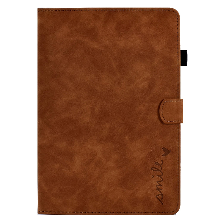 For iPad 10.2 / Air 10.5 2019 Embossed Smile Flip Tablet Leather Smart Case(Brown) by buy2fix